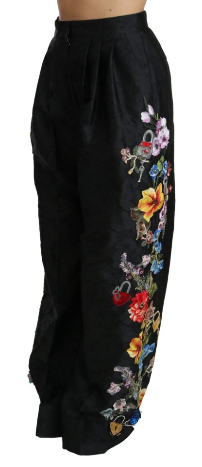 Dolce & Gabbana - Elegant High Waist Wide Leg Floral Pants