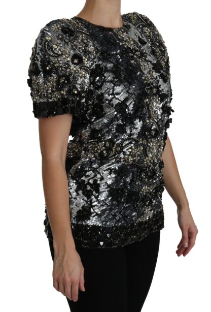 Dolce & Gabbana - Sequined Crystal Embellished Crew Neck Top