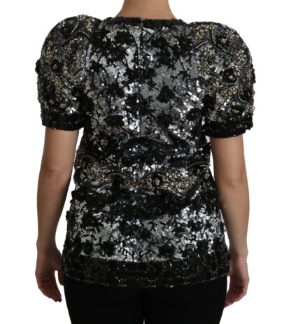 Dolce & Gabbana - Sequined Crystal Embellished Crew Neck Top