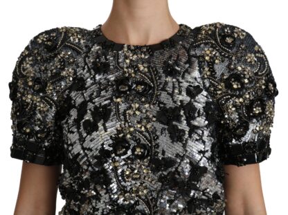 Dolce & Gabbana - Sequined Crystal Embellished Crew Neck Top