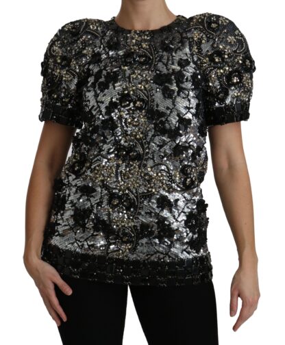 Dolce & Gabbana - Sequined Crystal Embellished Crew Neck Top