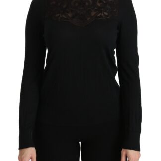 Dolce & Gabbana - Elegant Black Lace Crew Neck Blouse