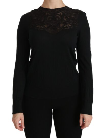 Dolce & Gabbana - Elegant Silk-Blend Black Lace Blouse