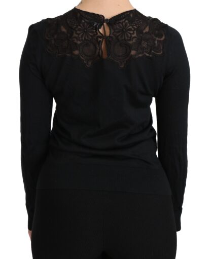 Dolce & Gabbana - Elegant Silk-Blend Black Lace Blouse