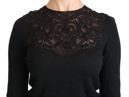 Dolce & Gabbana - Elegant Silk-Blend Black Lace Blouse