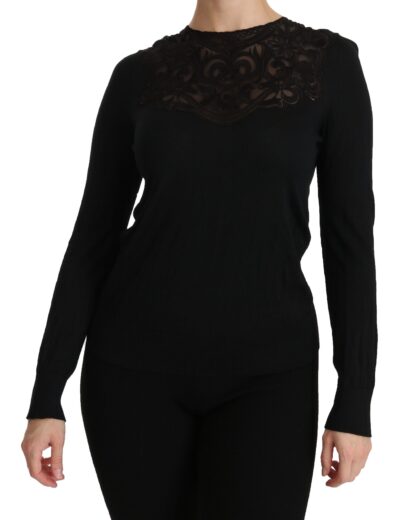 Dolce & Gabbana - Elegant Silk-Blend Black Lace Blouse