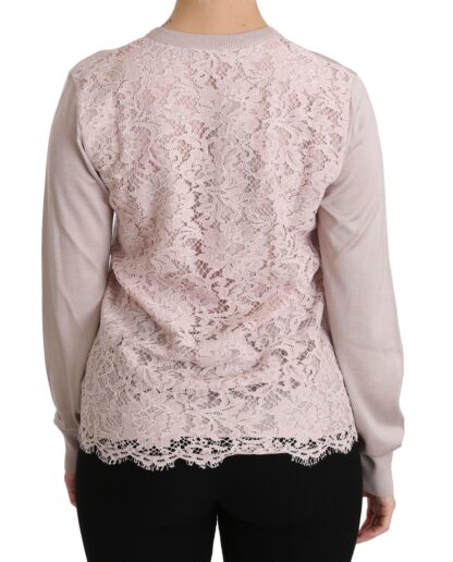 Dolce & Gabbana - Silk Blend Pink Crew Neck Cardigan