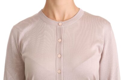 Dolce & Gabbana - Silk Blend Pink Crew Neck Cardigan