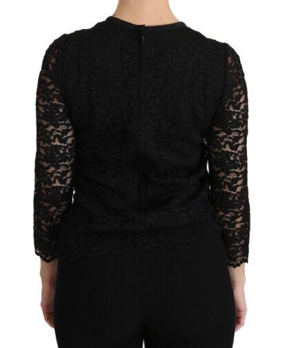 Dolce & Gabbana - Elegant Black Lace Crew Neck Blouse