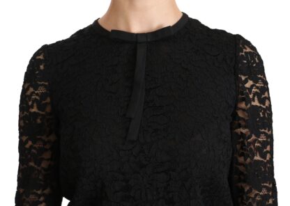 Dolce & Gabbana - Elegant Black Lace Crew Neck Blouse