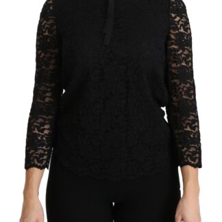 Dolce & Gabbana - Elegant Black Floral Crew Neck Top