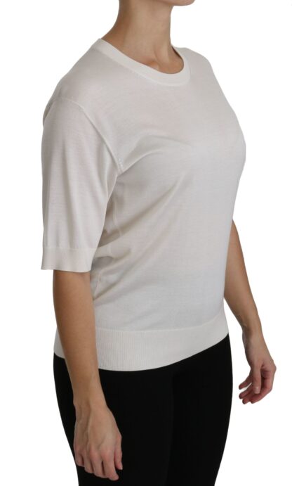 Dolce & Gabbana - Elegant White Silk Crew Neck Top