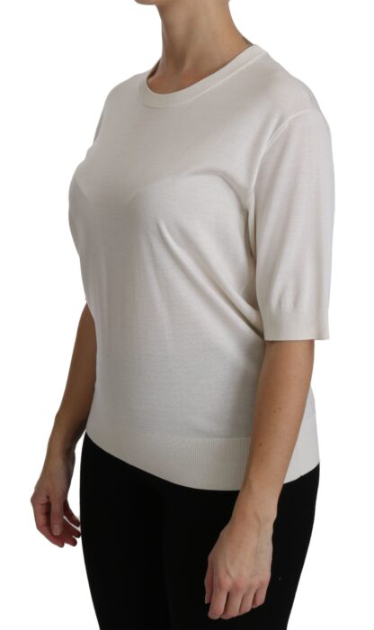 Dolce & Gabbana - Elegant White Silk Crew Neck Top