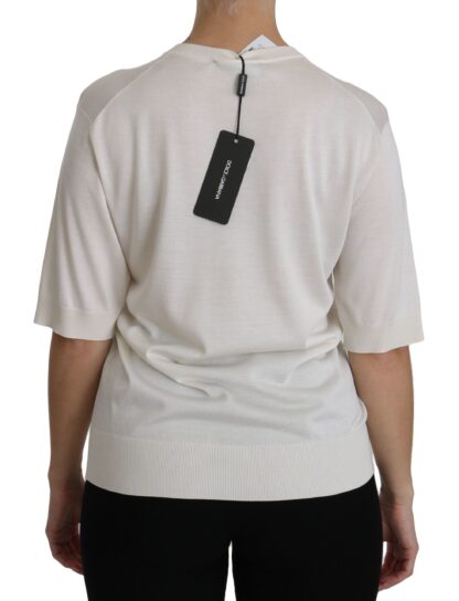 Dolce & Gabbana - Elegant White Silk Crew Neck Top