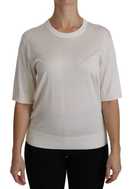 Dolce & Gabbana - Elegant White Silk Crew Neck Top