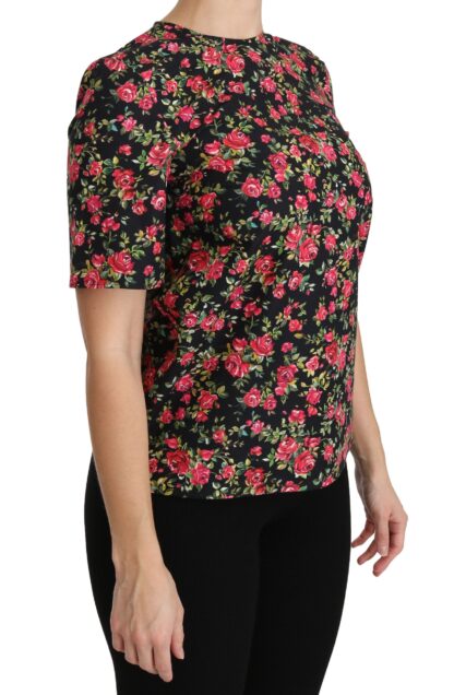 Dolce & Gabbana - Elegant Black Floral Crew Neck Top