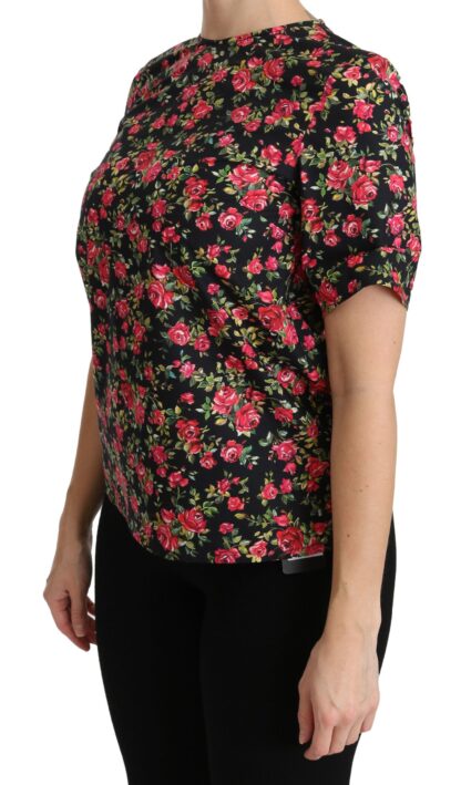 Dolce & Gabbana - Elegant Black Floral Crew Neck Top