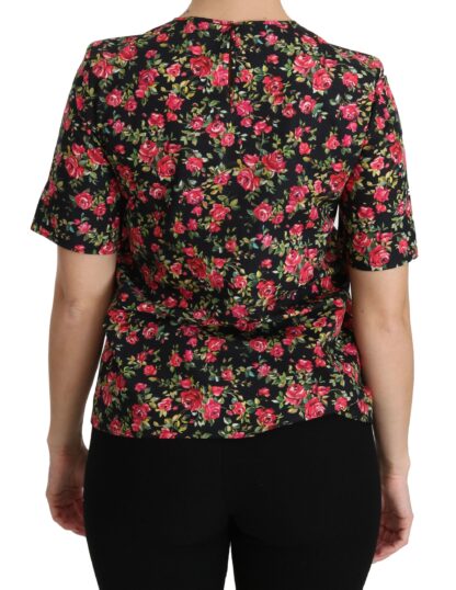 Dolce & Gabbana - Elegant Black Floral Crew Neck Top