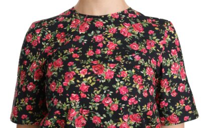 Dolce & Gabbana - Elegant Black Floral Crew Neck Top