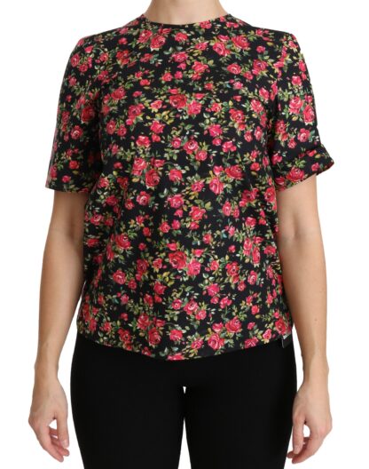 Dolce & Gabbana - Elegant Black Floral Crew Neck Top