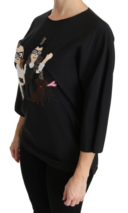 Dolce & Gabbana - Elegant Black Silk Stretch Embroidered Top