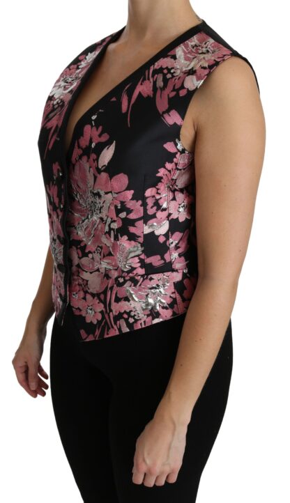 Dolce & Gabbana - Elegant Floral Brocade Plunging Vest Top