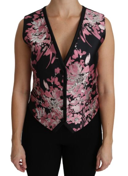 Dolce & Gabbana - Elegant Floral Brocade Plunging Vest Top