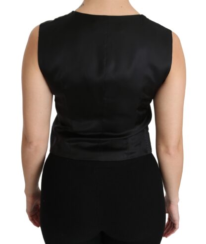 Dolce & Gabbana - Chic Black Dotted Wool Blend Sleeveless Vest