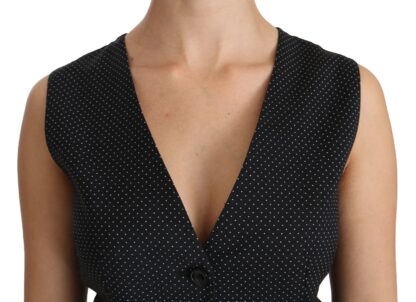 Dolce & Gabbana - Chic Black Dotted Wool Blend Sleeveless Vest