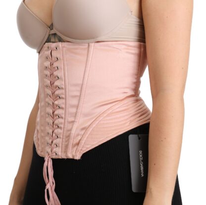 Dolce & Gabbana - Silk Blend Corset Belt Luxury Top - Pink