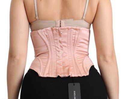 Dolce & Gabbana - Silk Blend Corset Belt Luxury Top - Pink