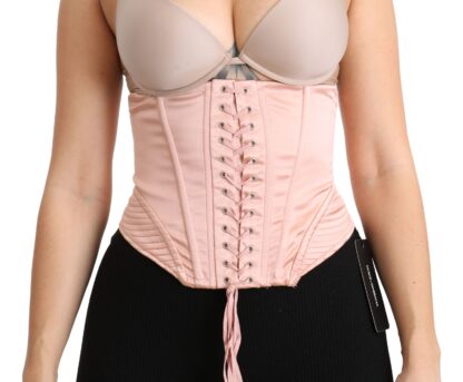 Dolce & Gabbana - Silk Blend Corset Belt Luxury Top - Pink