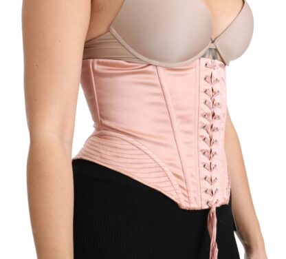 Dolce & Gabbana - Silk Blend Corset Belt Luxury Top - Pink