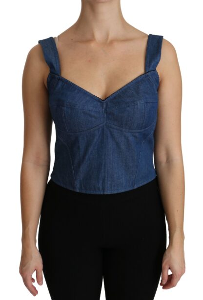 Dolce & Gabbana - Elegant Sleeveless Bustier Top in Blue