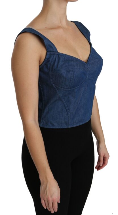 Dolce & Gabbana - Elegant Sleeveless Bustier Top in Blue