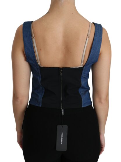 Dolce & Gabbana - Elegant Sleeveless Bustier Top in Blue