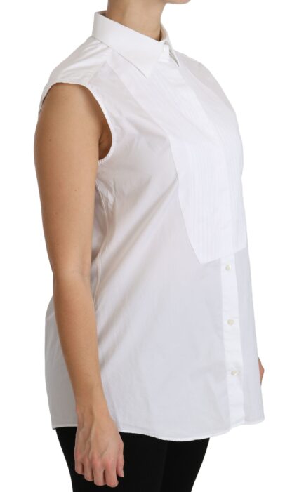 Dolce & Gabbana - Chic White Cotton Sleeveless Polo Top