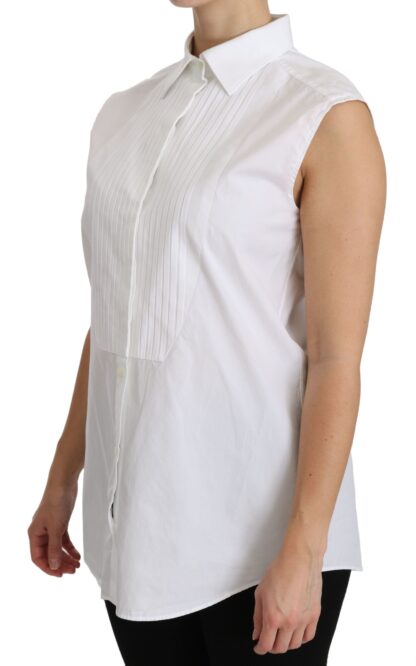 Dolce & Gabbana - Chic White Cotton Sleeveless Polo Top