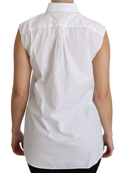 Dolce & Gabbana - Chic White Cotton Sleeveless Polo Top