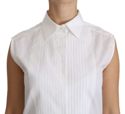 Dolce & Gabbana - Chic White Cotton Sleeveless Polo Top