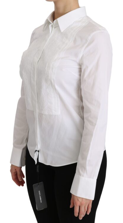 Dolce & Gabbana - Elegant White Collared Long Sleeve Polo Top