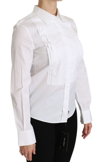 Dolce & Gabbana - Elegant White Collared Long Sleeve Polo Top