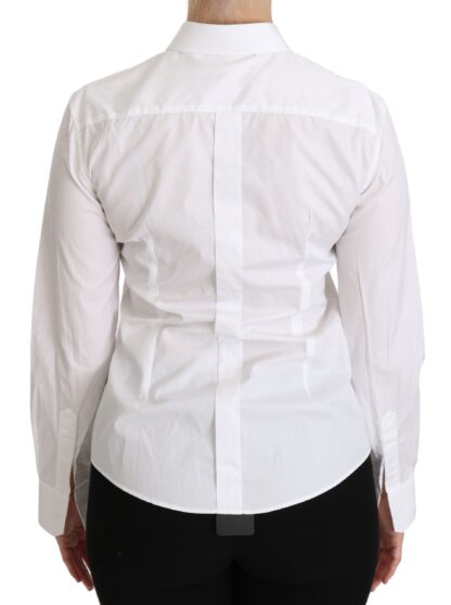 Dolce & Gabbana - Elegant White Collared Long Sleeve Polo Top