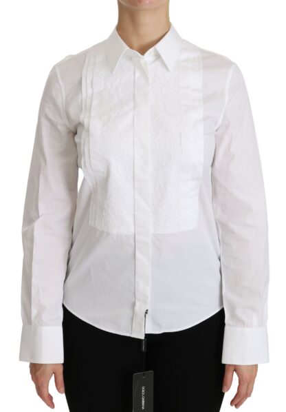 Dolce & Gabbana - Elegant White Collared Long Sleeve Polo Top