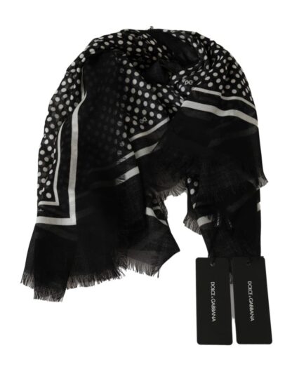 Dolce & Gabbana - Elegant Black Silk Blend Polka Dotted Men's Scarf