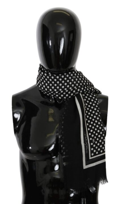 Dolce & Gabbana - Elegant Black Silk Blend Polka Dotted Men's Scarf