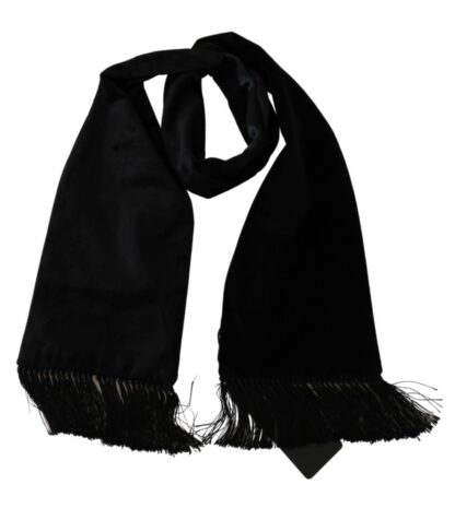 Dolce & Gabbana - Elegant Black Velvet Cotton Silk Men's Scarf