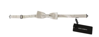 Dolce & Gabbana - Elegant White Textured Silk Bow Tie