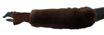 Dolce & Gabbana - Elegant Brown Fur & Leather Elbow-Length Gloves