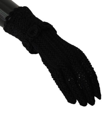 Dolce & Gabbana - Elegant Black Knitted Mid-Arm Gloves